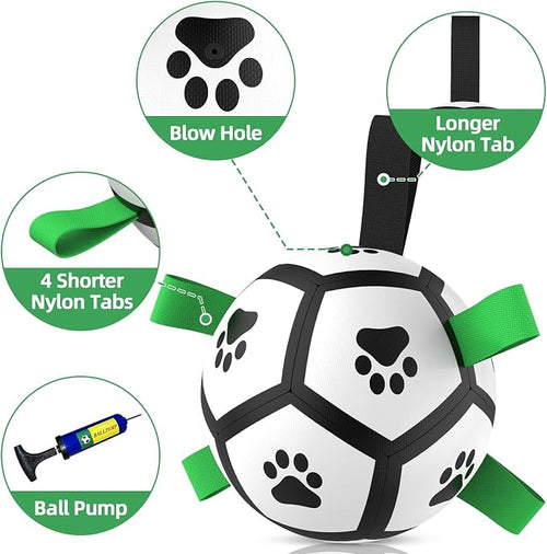 Balón de Fútbol Interactivo para Perros con Correas de Agarre